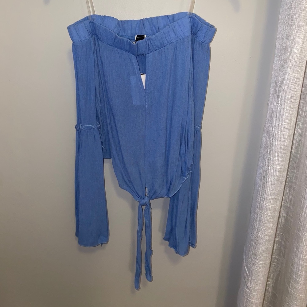Blue off the shoulder top